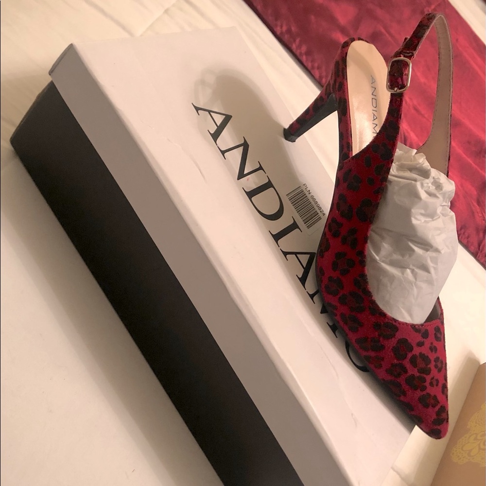 Women’s Andiamo Red Leopard Pointed Toe Slingback